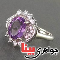 انگشتر آمتیست زلال رودیوم زنانه بسیار عالی _کد:19074