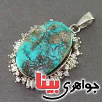 گردنبند فیروزه نیشابوری درشت خوش نقش کلکسیونی زنانه _کد:2852