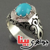 انگشتر فیروزه نیشابوری ناب و الماس همراه با شناسنامه معتبر