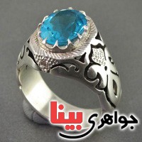 انگشتر توپاز بسیار ناب و الماس درشت همراه با شناسنامه معتبر _کد:2857