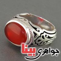 انگشتر عقیق یمنی ناب و الماس همراه با شناسنامه معتبر