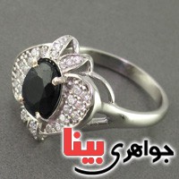انگشتر یاقوت کبود رودیوم زنانه مدل رویا _کد:19111