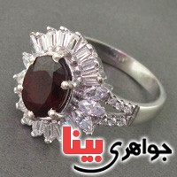 انگشتر یاقوت گارنت رودیوم زنانه بسیار نفیس _کد:19119