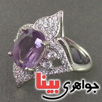 انگشتر آمتیست رودیوم زنانه مدل ژاله _کد:19121