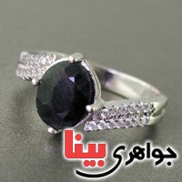 انگشتر یاقوت کبود رودیوم زنانه ساده و شیک _کد:19130