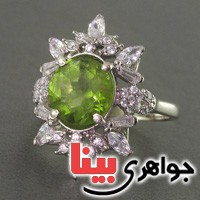 انگشتر زبرجد رودیوم زنانه مدل پرنسس دایانا _کد:19147