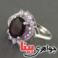 انگشتر یاقوت گارنت بسیار شفاف رودیوم زنانه _کد:19170