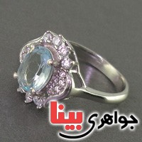 انگشتر توپاز دور جواهری رودیوم زنانه _کد:19174