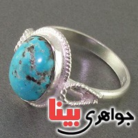 انگشتر فیروزه نیشابوری رودیوم زنانه مدل فرنگیس _کد:19175