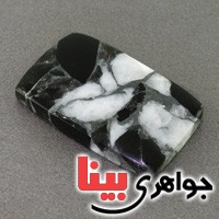 نگین انگشتر عقیق سیاه (اونیکس) و کوارتز سیلور بلک درشت _کد:19185