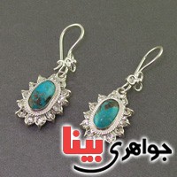 گوشواره فیروزه نیشابوری دور جواهری زنانه _کد:19216