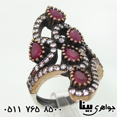 انگشتر یاقوت سرخ زنانه عثمانی نگین اشکی