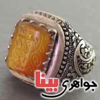 انگشتر کهربا بولونی قدیمی قلم زنی _کد:2897