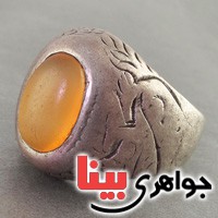 انگشتر عقیق قدیمی با رکاب عتیقه قجری _کد:2908