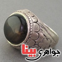 انگشتر عقیق سلیمانی قدیمی مدل گل و بوته _کد:2910