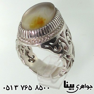 انگشتر عقیق سلیمانی مردانه با طرح هاله نور