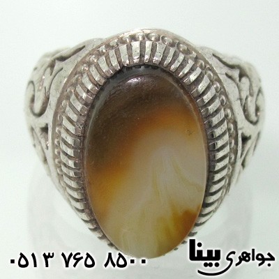 انگشتر عقیق سلیمانی مردانه با طرح هاله نور