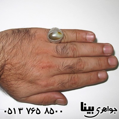 انگشتر عقیق سلیمانی مردانه با طرح هاله نور