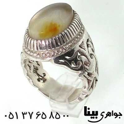 انگشتر عقیق سلیمانی مردانه با طرح هاله نور