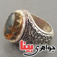 انگشتر عقیق یمنی شجری مصور قدیمی _کد:2917