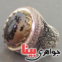 انگشتر عقیق شجری طاووسی عتیقه _کد:2923