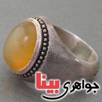 انگشتر عقیق یمنی قدیمی زرد کمیاب عتیقه _کد:2939