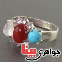 انگشتر چند جواهر خوشرنگ زنانه _کد:19259