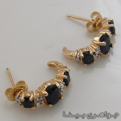 گوشواره یاقوت کبود 3 نگین