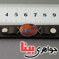 دستبند چرم با سنگ مولتی همراه با شناسنامه بین المللی _کد:19270