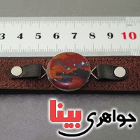 دستبند چرم با سنگ مولتی همراه با شناسنامه بین المللی _کد:19271