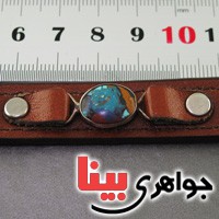 دستبند چرم با سنگ مولتی همراه با شناسنامه بین المللی _کد:19280