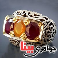 انگشتر یاقوت سرخ و یاقوت زرد همراه با شناسنامه بین المللی _کد:2965