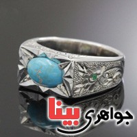 انگشتر فیروزه نیشابوری و الماس بسیار عالی فاخر _کد:2990