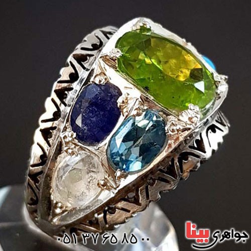 انگشتر چند جواهر فاخر بسیار زیبا همراه با شناسنامه بین المللی _کد:3013