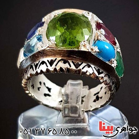 انگشتر چند جواهر فاخر بسیار زیبا همراه با شناسنامه بین المللی _کد:3013