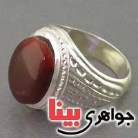 انگشتر عقیق یمنی درشت قدیمی همراه با حرز امام جواد _کد:3037