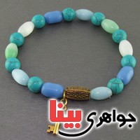دستبند چشم گربه و فیروزه زنانه سنگ درمانی _کد:19319