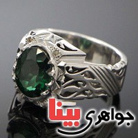 انگشتر توپاز سبز و الماس مردانه فاخر _کد:3077