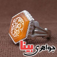 انگشتر عقیق یمنی خوش رنگ فاخر خطی مردانه _کد:3090