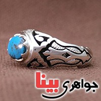 انگشتر فیروزه نیشابوری فاخر و الماس مردانه _کد:3091