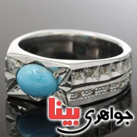انگشتر فیروزه نیشابوری و الماس بسیار عالی فاخر _کد:3092