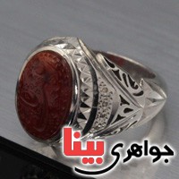 انگشتر عقیق یمنی و الماس خطی بسیار عالی فاخر _کد:3093