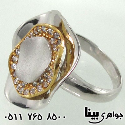 انگشتر نقره زنانه گل دور نگین
