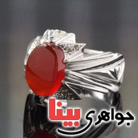 انگشتر عقیق یمنی دور الماس بسیار زیبا و فاخر _کد:3112