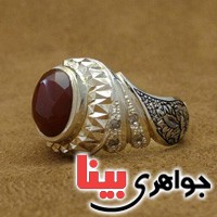 انگشتر عقیق یمنی و دور الماس بسیار زیبا _کد:3115