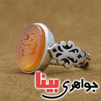 انگشتر عقیق یمنی خطی مدل صفوی بسیار عالی _کد:3117