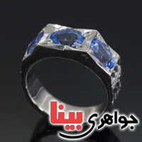 انگشتر توپاز سوئیسی دور الماس و یاقوت بسیار زیبا _کد:3119