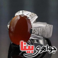 انگشتر عقیق یمنی دور الماس بسیار عالی فاخر _کد:3126