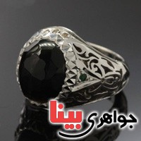 انگشتر عقیق یمنی جزع دور الماس بسیار عالی _کد:19497
