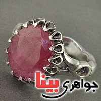 انگشتر یاقوت سرخ خوش رنگ دور اشکی _کد:19504
